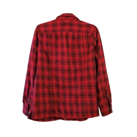 Duluth Trading Flannel Shirt Womens Medium Red Plaid Free Swinging Button Front - Picture 2 of 9